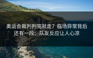 奥运会裁判判完就走？临场异常背后还有一段：队友反应让人心凉