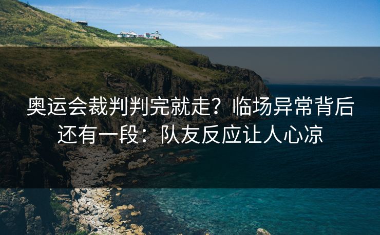 奥运会裁判判完就走？临场异常背后还有一段：队友反应让人心凉-第1张图片-开云体育官网地址指南 - 最新域名
